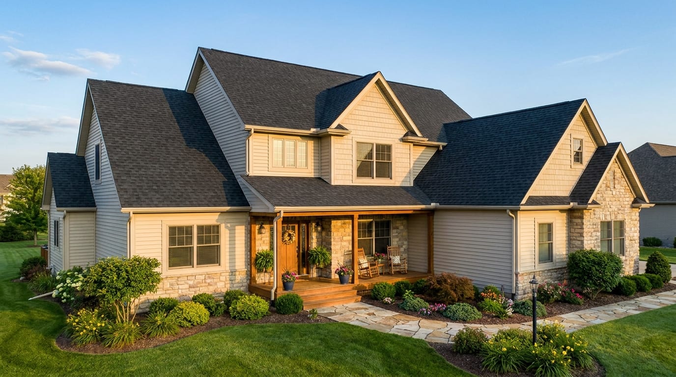 A home with a freshly installed roof